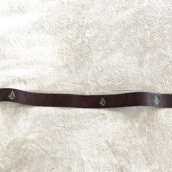Volcom Stone Brown Leather Belt Aqua Logo Small - Picture 8 of 8